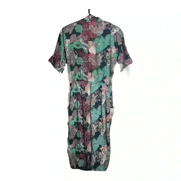 Vtg 80s Positive influence Unique Pattern Pockets accordion pleat dress Sz 3/4 - Picture 5 of 7